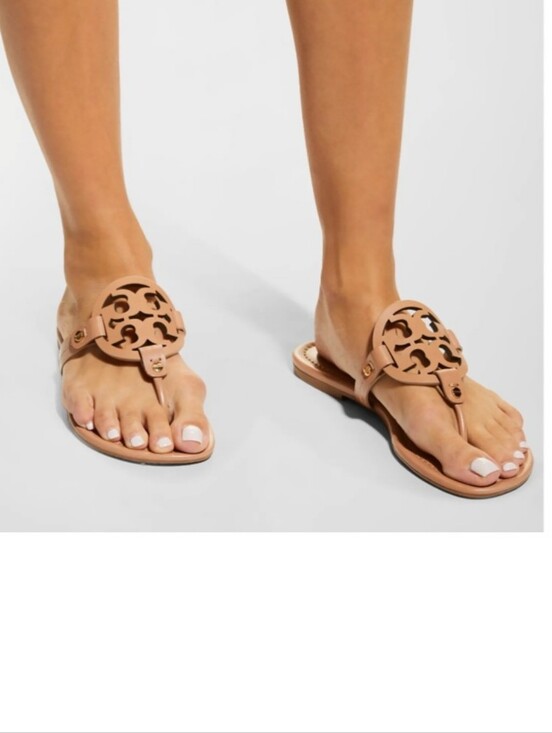 Tory Burch Shoes - Tory Burch Miller Leather Logo Thong Sandals Size 9